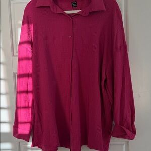 SHEIN Vibrant Pink Button-Down Shirt